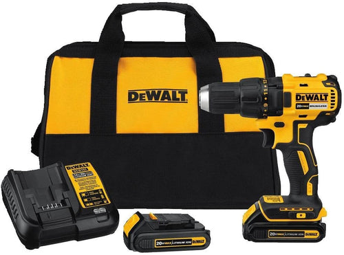 DEWALT 20V MAX COMPACT 1/2" DRILL/DRIVER W/ 2 BATTERIES AND SAC KIT