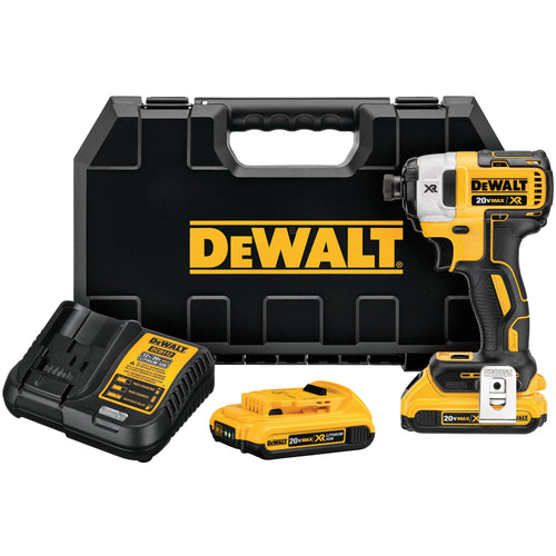 DEWALT 20V MAX LI-ION XR 3 SPEED 1/4" IMPACT DRIVER (2.0AH) W/ 2 BATTERIES AND KIT BOX