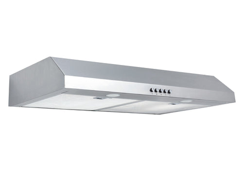 30" SATIN NICKEL 3 SPEED 120-220-320 CFM DUAL FAN KITCHEN RANGEHOOD