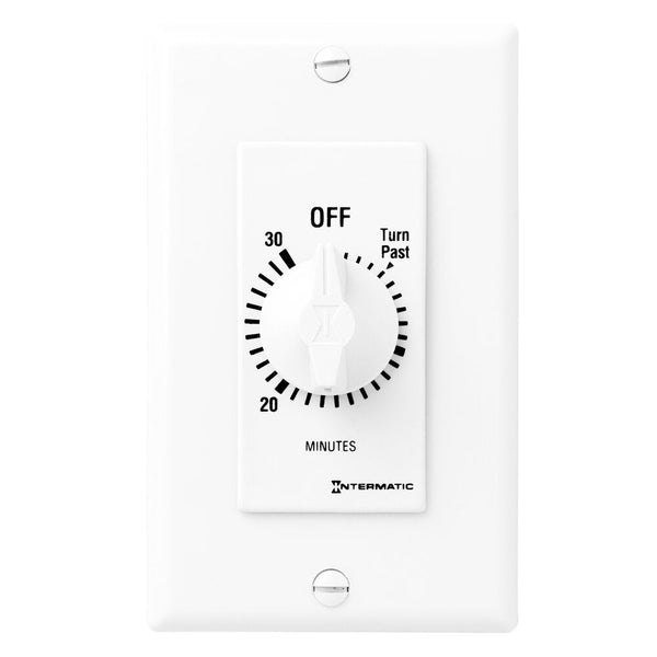 FD30MWC SPRING WOUND COUNTDOWN TIMER, DECORATOR STYLE, 125-277 VAC, 50/60 HZ, SPST, 30 MINUTE MAX, WITHOUT HOLD, WHITE, INTERAMTIC