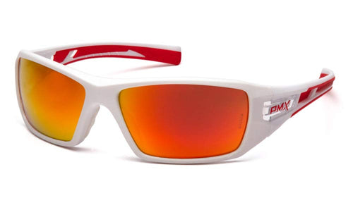 VELAR™ FULL FRAME SAFETY GLASSES - WHITE-RED FRAME/SKY RED MIRROR LENS
