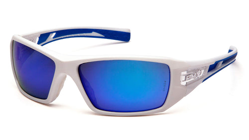 VELAR™ FULL FRAME SAFETY GLASSES - WHITE-BLUE FRAME/ICE BLUE MIRROR LENS