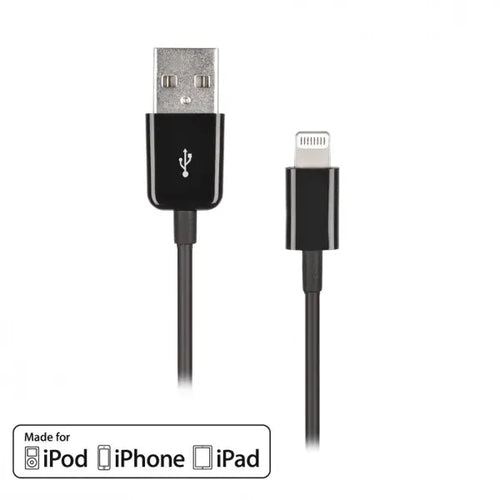 TECHCRAFT 10' USB 2.0 LIGHTNING CABLE FOR IPHONE / IPAD - MALE/MALE - BLACK