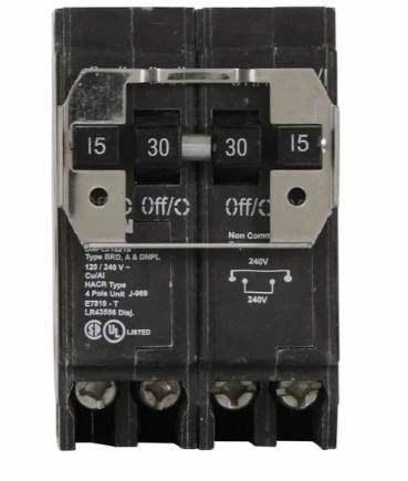 EATON CUTLER HAMMER QUAD 2 POLE 15A & 2 POLE 30A15A-30A/30A-15A CIRCUIT BREAKER DNPL215230