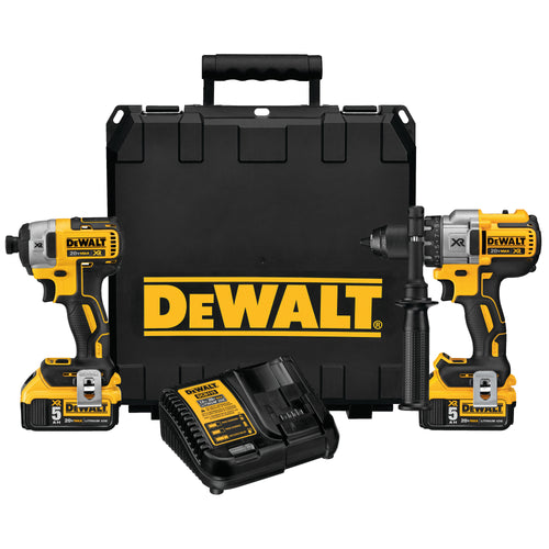 DEWALT 20V MAX XR 2 TOOL (DCD996 & DCF887) W/ 2 BATTERIES (5.0AH) AND KIT BOX