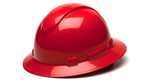 RIDGELINE® 4-POINT RATCHET FULL BRIM HARD HAT - RED