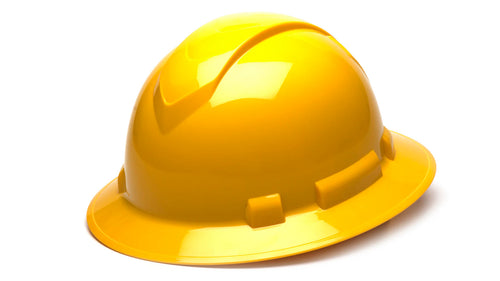 RIDGELINE® 4-POINT RATCHET FULL BRIM HARD HAT - YELLOW