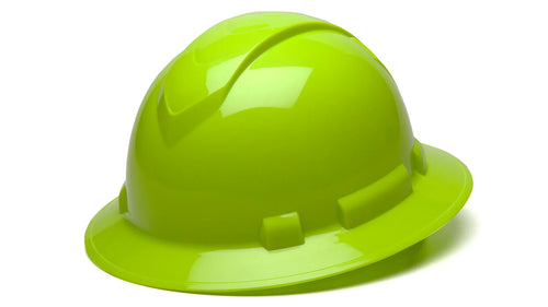RIDGELINE® 4-POINT RATCHET FULL BRIM HARD HAT - HI-VIS LIME
