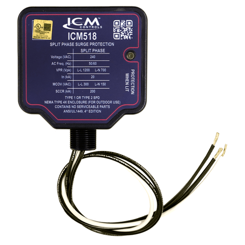 ICM CONTROLS ICM518 SPLIT-PHASE SURGE PROTECTION DEVICE FOR 240VAC