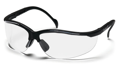 VENTURE II® HALF FRAME SAFETY GLASSES - BLACK FRAME/CLEAR H2X ANTI-FOG