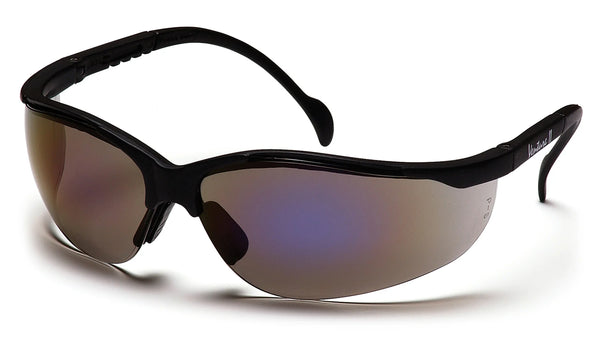 VENTURE II® HALF FRAME SAFETY GLASSES - BLACK/BLUE MIRROR NO ANTI-FOG
