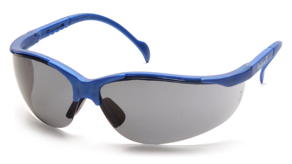 VENTURE II® HALF FRAME SAFETY GLASSES - METALLIC BLUE/GRAY NO ANTI-FOG