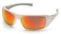 GOLIATH® FULL FRAME SAFETY GLASSES - WHITE FRAME/SKY RED MIRROR NO ANTI-FOG