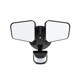 SECURITY LIGHT, TWO HEAD WITH SENSOR, BLACK