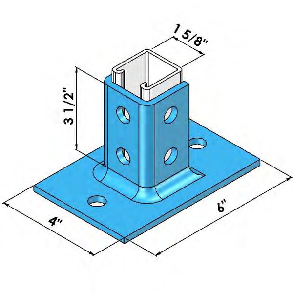 SINGLE CHANNEL POST BASE NARROW ZINC