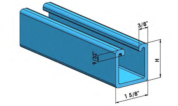 STRUT CHANNEL SOLID 12GA 304 STAINLESS STEEL 1 5/8" X 1 5/8" X 10'