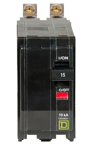 SQUARE D MINI CIRCUIT BREAKER 15A 2 POLE BOLT ON MOUNT QOB215 TYPE QOB