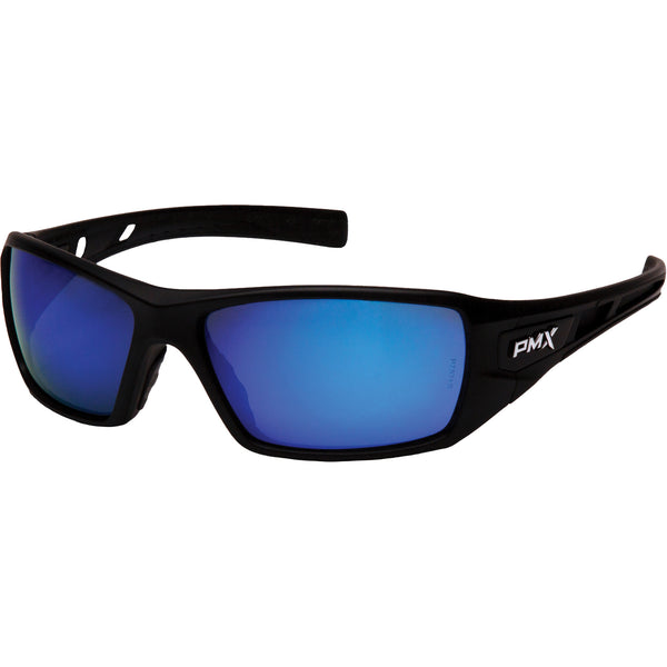VELAR™ FULL FRAME SAFETY GLASSES - BLACK FRAME/ICE BLUE MIRROR LENS