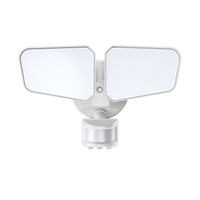 SECURITY LIGHT, TWO HEAD WITH SENSOR, WHITE