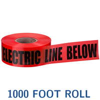 NON-DETECTABLE UNDERGROUND TAPE "CAUTION ELECTRIC LINE BURIED", RED, 3" X 1,000'