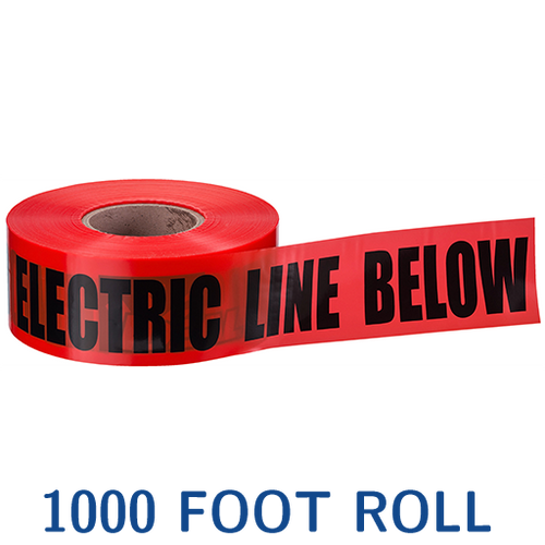 NON-DETECTABLE UNDERGROUND TAPE "CAUTION ELECTRIC LINE BURIED", RED, 3" X 1,000'