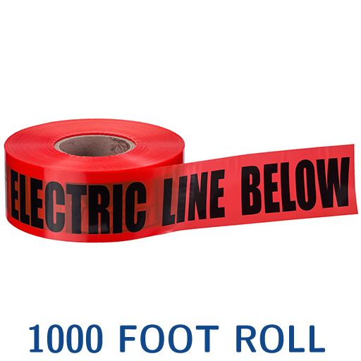 NON-DETECTABLE UNDERGROUND TAPE "CAUTION ELECTRIC LINE BURIED", RED, 3" X 1,000'