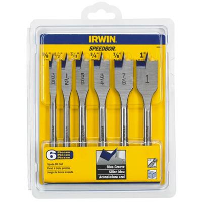 IRWIN SPEEDBOR 6-PIECE SPADE BIT WOOD BORING SET (3/8" - 1")
