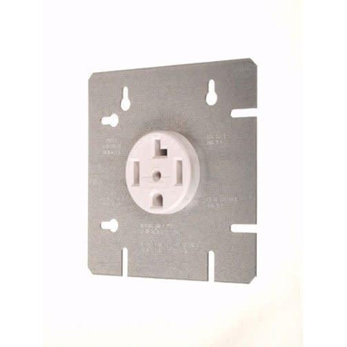 DRYER OUTLET W/ 4 11/16'' COVER PLATE - 30A-120/240V - WHITE-VISTA-VISTA-Default-Covalin Electrical Supply