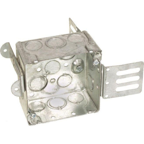 52171-KSSX SQUARE STEEL JUNCTION BOX W/WRAPAROUND BRACKET 2-1/8''D X 4''H X 4''W-ORTECH-CROWN DISTRIBUTION-Default-Covalin Electrical Supply