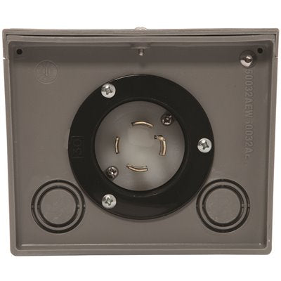 30-AMP 125/250-VOLT RAINTIGHT POWER INLET BOX WITH SPRING-LOADED FLIP LID