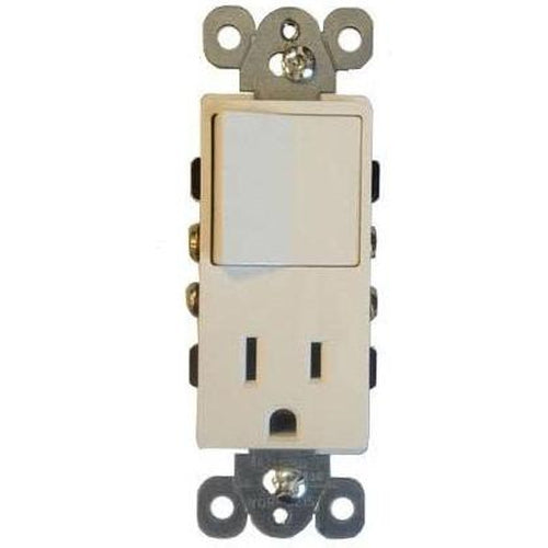 SINGLE POLE ROCKER AND RECEPTACLE, DECORATIVE, WHITE-ORTECH-CROWN DISTRIBUTION-Default-Covalin Electrical Supply