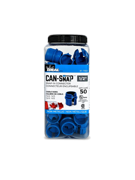 JAR OF 50 IDEAL 1/2" CAN-SNAP NON METALIC 4004 BOX CONNECTOR