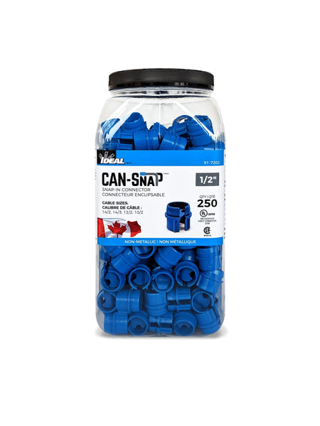 JAR OF 250 IDEAL 1/2" CAN-SNAP NON METALIC 4004 BOX CONNECTOR
