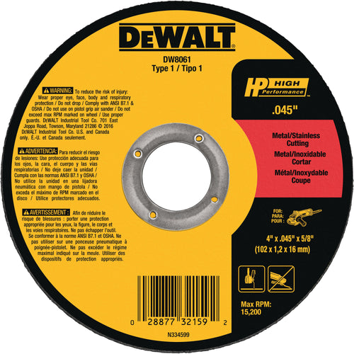 DEWALT 4-1/2 X .040 X 7/8 T1 HP CUT OFF WHEEL