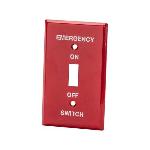 SINGLE GANG RED STEEL EMERGENCY SWITCH PLATE