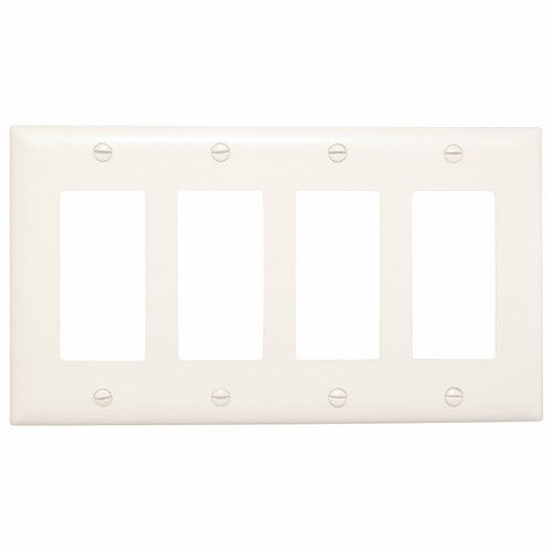 LEGRAND FOUR GANG TRADEMASTER DECORATIVE WALL PLATE, WHITE