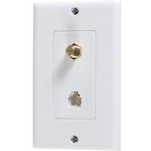 PHONE/VIDEO JACK W/PLATE - WHITE-VISTA-VISTA-Default-Covalin Electrical Supply