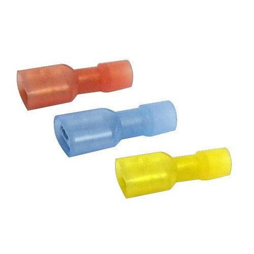 RED 22-16 .032 X .250 FULLY INSULATED MALE DISCONNECT BAG OF 25