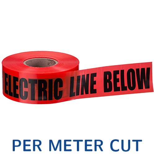 NON-DETECTABLE UNDERGROUND TAPE "CAUTION ELECTRIC LINE BURIED", RED, 3" PER METER CUT