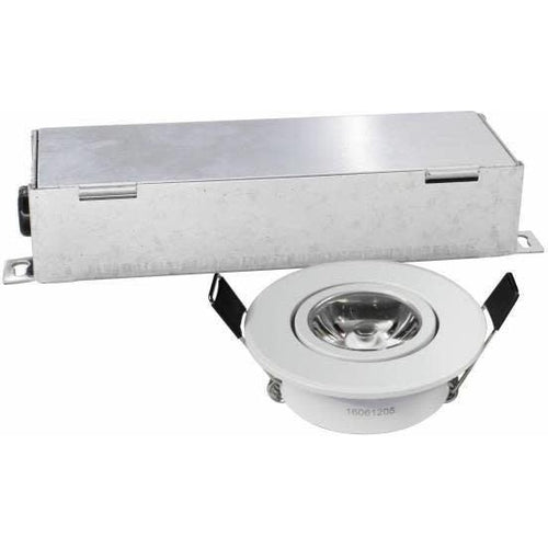 3'' MINI LED PUK LIGHT 3W, 240LMN, 5000K COOL WHITE, GIMBLE W/DRIVER, WHITE-ORTECH-CROWN DISTRIBUTION-Default-Covalin Electrical Supply