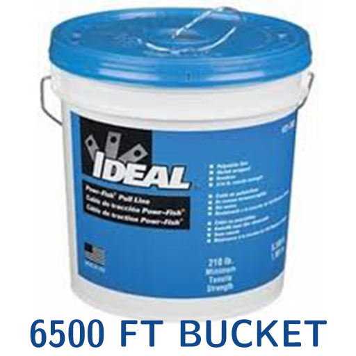 IDEAL ELECTRICAL 31-340 POWR-FISH® PULL LINE – 6,500 FT BUCKET. WHITE FISHING LINE WITH BLUE TRACER, 210LB. TENSILE STRENGTH