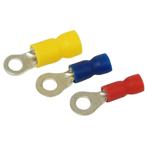 YELLOW 3/8" STUD SIZE 12-10 WIRE RANGE RING TERMINAL BAG OF 25