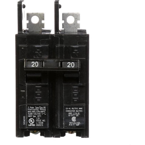 SIEMENS 2 POLE 20A BQ-TYPE BOLT-ON BREAKER BQ2B020-SIEMENS-DEALER SOURCE-Default-Covalin Electrical Supply