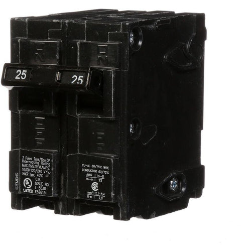 SIEMENS 2 POLE 25A PUSH-IN CIRCUIT BREAKER Q225-SIEMENS-DEALER SOURCE-Default-Covalin Electrical Supply