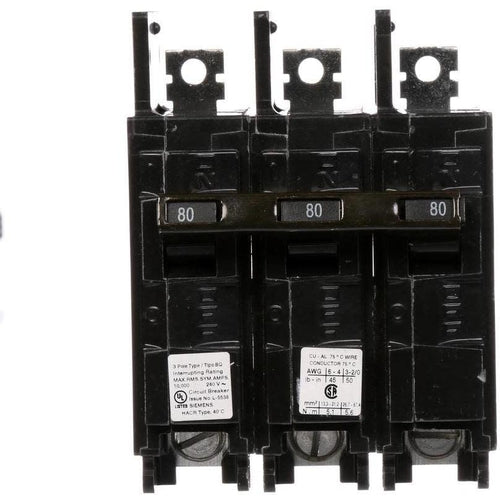 SIEMENS 3 POLE 80A BQ-TYPE BOLT-ON BREAKER BQ3B080-SIEMENS-DEALER SOURCE-Default-Covalin Electrical Supply