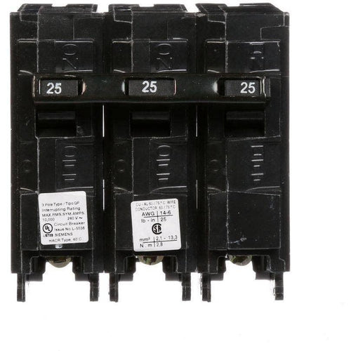 SIEMENS 3 POLE 25A PUSH-IN CIRCUIT BREAKER Q325-SIEMENS-DEALER SOURCE-Default-Covalin Electrical Supply