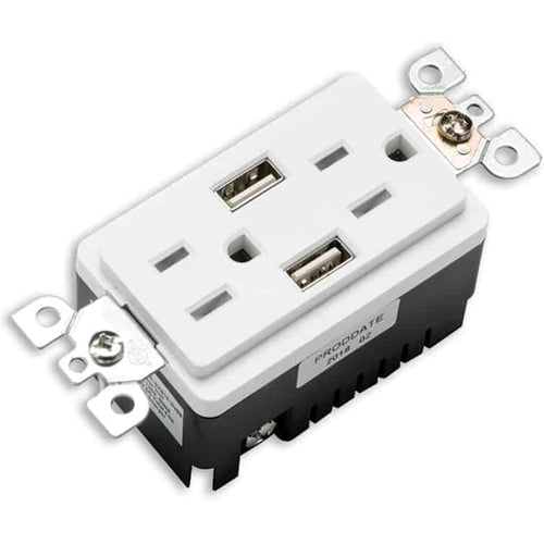  VOTATEC 15A TAMPER RESISTANT - USB DECORATOR DUPLEX OUTLET - WHITE-VOTATEX-VOTATEX-Default-Covalin Electrical Supply 