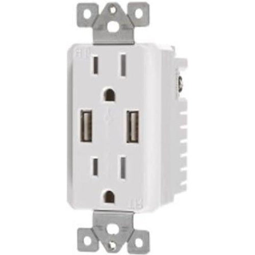 VISTA 15A TAMPER RESISTANT - USB DECORATOR DUPLEX OUTLET - WHITE-VISTA-VISTA-Default-Covalin Electrical Supply