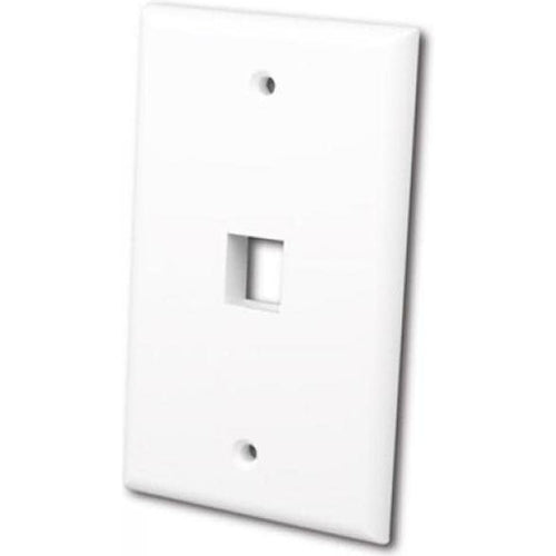 FLUSH WALLPLATE FOR SINGLE KEYSTONE JACK - BRIGHT WHITE-TECHCRAFT-COMPUTER PLUG-Default-Covalin Electrical Supply